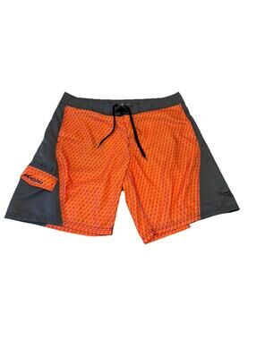 Men’s Mojo Board/swim Shorts Orange/Grey Fish Scale Pattern Size 42